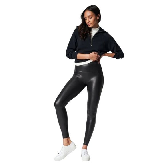 Spanx Black SPANXshape Faux Leather Leggings Size 1X - Picture 1 of 6
